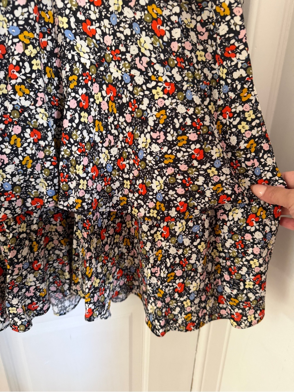 Rebecca Minkoff Black Floral Tiered Maxi Skirt - Picture 3 of 5